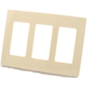 Leviton 3-Gang Decora Plus Screwless Snap-On Wallplate, 80311-ST, Light Almond