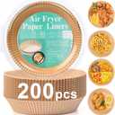 200pcs Air Fryer Disposable Paper Liner, Non-Stick Disposable Air Fryer Parchment Paper Liners, Baking Paper for Air Fryer Oil-Proof, Water-Proof, Food Grade Parchment6.3" in Bottom, 8" on top