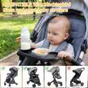 Universal Stroller Snack Tray Compatible with Mockingbird Evenflo Nuna, Adjustable Stroller Tray with Cup Holder & Phone Holder, Stroller Accessory Attachment, Black