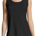 Hanes Women's Shirts, Womens Mini-Ribbed Cotton Tank Tops, Womens Sleeveless T-Shirts, Womens Tanks (Medium, Black)