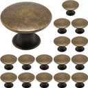 16 Pack Antique Brass Cabinet Knobs, Round Dresser Knobs Kitchen Drawer Knob, Single Hole Cupboard Door Knob Dresser Drawer Pulls Handles