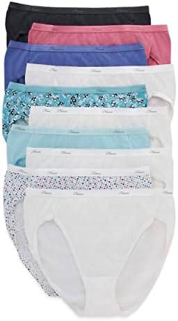 Hanes Women's Hi-Cut Cotton Underwear, Value 10-Pack, Assorted High-Waisted Panties (Size 7, Solid/Print Mix)