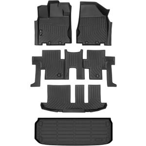 AIPOIL® Floor Mats & Cargo Liner Set for 2013-2021 Nissan Pathfinder 7 Seats & Infiniti QX60 7 Seats All Weather Protection TPE Anti-Slip Automotive Full Set Custom Car Mats Accessories - Black