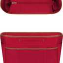 GIVLEFLY Small Purse & Handbag Organizer Insert with Zipper, Multiple Pockets and Handle, Lightweight Bag DividerRed