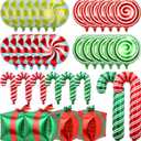 36Pcs Christmas Foil Balloons, Large Candy Cane Present Mylar Balloon Christmas Balloons Decorations for Winter Wonderland New Year Birthday Xmas Party Decorations