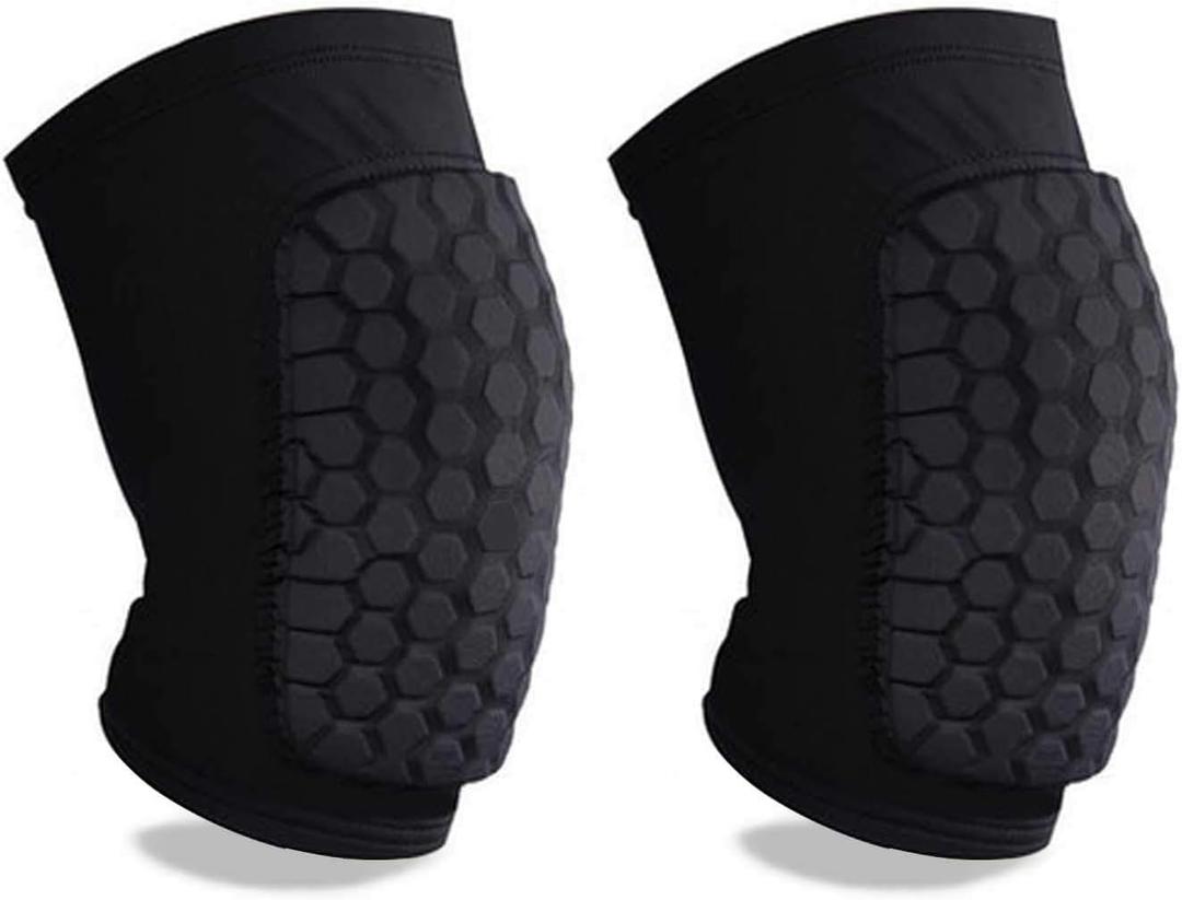 Knee Compression Pads,Basketball Knee Pads with Honeycomb Padding, Breathable and Non-Slip Knee Pads for Volleyball Gym Running Workout Sports, Hex Knee Pads Sleeves for Men and Women (A Pair) (Medium)