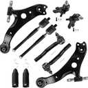 LCWRGS 10pcs Front Suspension Kit Compatible with 2004-2006 Toyota Camry, 2004-2008 Solara, 2004-2006 Lexus ES330, 2 Lower Control Arms 2 Ball Joints 4 Inner & Outer Tie Rods 2 Boots
