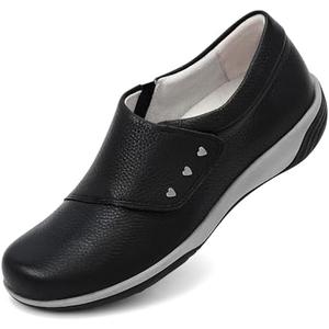PROCHAIN Women's Leather Slip On Loafers Comfortable Fashion Flat Shoes Casual Lightweight Walking Shoes Size 38