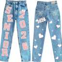 2 x Solsew Class of 2026 Senior Iron on Patches for Jeans Glitter Star Heart Bow Heat Transfer Stickers 2026 Senior Gifts Decorations Graduation Iron on Decals for Backpack Jacket T-Shirt DIY Crafts