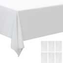 6 Pack Premium Disposable Plastic Tablecloth 54 X108 Inch Rectangle Solider Color Heavy Duty Table Cover for Dining Tables, Parties and Holidays Decorative (White)