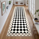 Morebes Checkered Rug Runner for Kitchen, 2x7 Black Washable Runner Rug for Hallway NonSlip, Checkerboard Soft Indoor Bedroom Carpet Runners for Entryway Bathroom Nursery