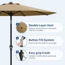 GarveeLife 9FT Umbrella Outdoor Patio, Table Umbrella with Push Button Tilt and Crank, 8 Sturdy Ribs Waterproof UV Protection for Garden, Pool, Deck, Backyard, Market (Khaki)