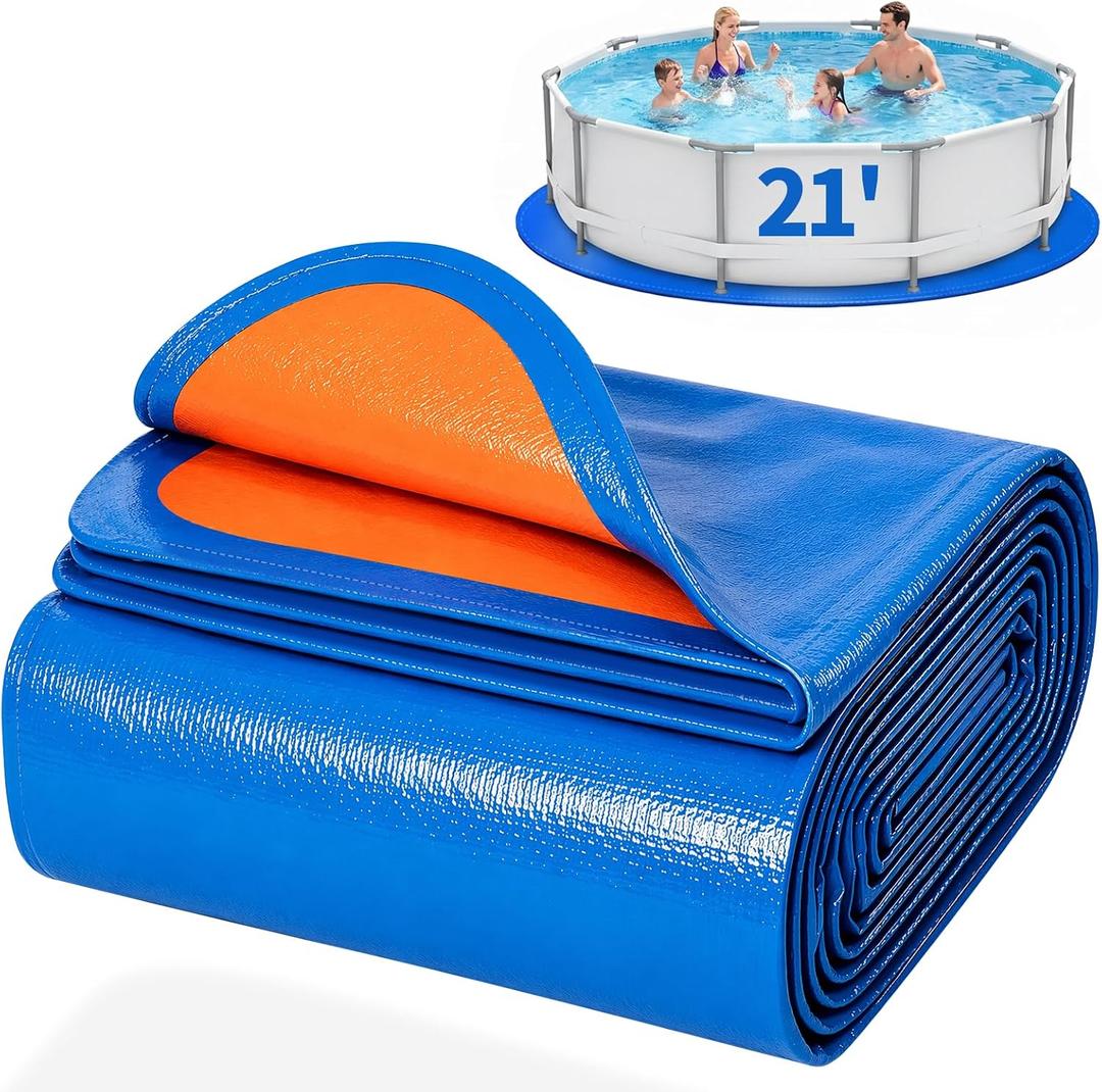 21FT Round Pool Liner Pad for Above Ground Pools, Thickened Puncture-Resistant Under Mat, Heavy-Duty Underlayment, Outdoor Tarp Protector for Concrete/Lawn, Pool Floor Base Pad, Extends Liner Life