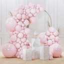 PartyWoo Pale Pink Balloons 140pcs Different Sizes of 18 12 10 5 Inch Light Pastel Baby Pink Balloon Arch Kit for Engagement Bachelorette Baby Shower Easter Birthday Party Decorations Pink-Q01