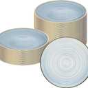 Restaurantware Plastic Plates 20 Pcs 7.25" Gold Rimmed Disposable Plates Heavy-Duty Blue Translucent Rippled Plastic Dinner Servers for Party, Weddings, Salads, Desserts, and Appetizers