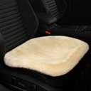 LLB Genuine Sheepskin Car Seat Cushion Seat Covers for Cars Trucks SUV Comfort Seat Protector Pad for Car Driver Seat Car Accessories for Women Office Chair Car Decor (Pearl, Front Seat Cushion-1 Pc)