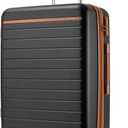 Kono 24 Inch Check In Suitcase Expandable Luggage, Business Travel Suitcase for 5-7 Days, Durable ABS+PC Hardshell with Side Handles & Kick Plates, Double Spinner Silent Wheels, Black/Brown, Checked-Medium 24-Inch