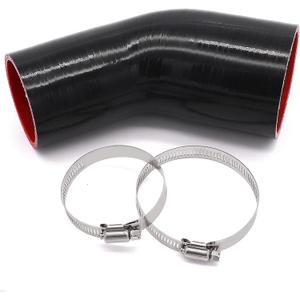 TuoLauthon 45 Degree 2-1/ 2 to 3 inch(63-76mm) Silicone Reducer Coupler Hose, 4-Ply Reinforced, Length 4inch(102mm) with 2PCS clamps Turbo/ Intercooler/ Intake Piping Reducer