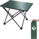 VILLEY Portable Camping Side Table, Ultralight Aluminum Folding Beach Table with Carry Bag for Outdoor Cooking, Picnic, Camp, Boat, Travel (Large 24'', Green)