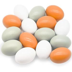 15 Pcs Wooden Fake Eggs,3 Colors Wood Eggs,Fake Chicken Eggs,Dummy Eggs Help Laying Hen,Nest Eggs for Crafts,Nesting Box,Easter,Food Toy,Home Decor,DIY