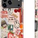 MERRO for iPhone 17 Pro Case - Wireless Charging Compatible - Dual-Layer Hard Shell & Silicone Cover - Protective Phone Case with Cute Wildflower Designs for Women - Whimsical Collage