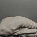 PHF Ultra Soft Waffle Weave Blanket Queen Size 90"x 90"- Washed Lightweight Breathable Cozy Woven Blanket for Bed - Aesthetic Decor for Couch Bedding Sofa Home Car - Light Khaki/Linen