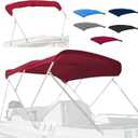 4 Bow Marine Grade Fade and Crack Resistant Bimini Top Replacement Cover, Heavy-Duty Waterproof and UV-Proof Boat Canopy, Easy Install Zipper Sleeves (Without Frame), Burgundy, 8'L 97"-103" W