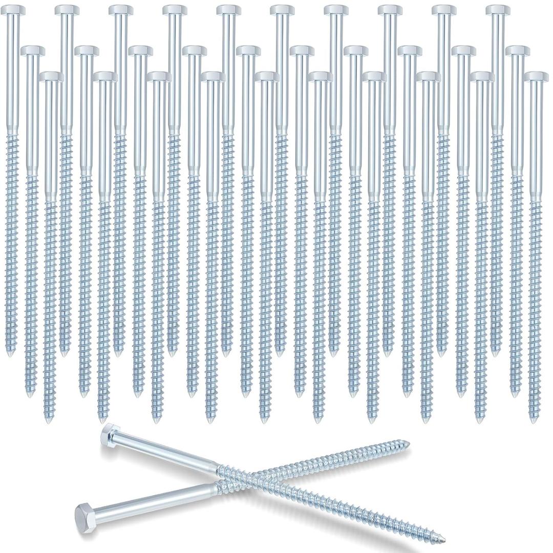 Tandefio 30 Packs Lag Bolt Screws 1/2" x 10" Galvanized Hex Head Lag Bolts for Wood