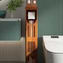 AmazerBath Bamboo Toilet Paper Holder with Storage, Bathroom Toilet Paper Storage Cabinet, Small Bathroom Storage Cabinet for Small Spaces, Slim Bathroom Storage Cabinet, 33x7.3x6.5 Inches, Brown