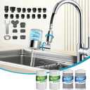 KLLEYNA Pull-Down Faucet-Mount Water Filters - (22 Adapters) Swivel 720 Sink Tap Filtration, ACF Reduce 99% Chlorine for Great Taste, 528 Gallon Purifier Kitchen/Bathroom,High Pressure 2-Mode Spray