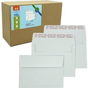 A9 Invitation envelopes100 PCS 5.75x8.75 in - windowless design 120GSM white paper envelopes with printable quick self-seal for invitations, greeting cards, invoices