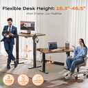 Huuger 48 x 28 Large Electric Standing Desk, Height Adjustable Desk, 27.6" Deep Desktop, Stand up Gaming, 2 Hooks, 3 Preset Heights, for Home Office, Rustic Brown