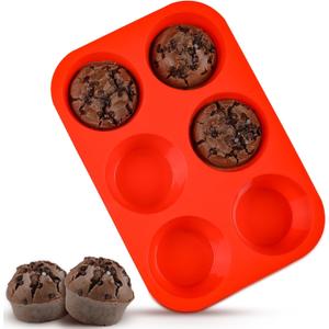 Jumbo Muffin Pan, 3.5 Inch Large Muffin Pan 6 Cup Silicone Jumbo Cupcake Tin for Baking Food Grade Silicone Mold Non Stick