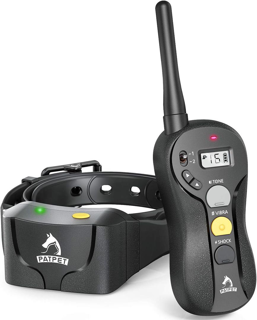 PATPET Dog Training Collar for Large Dogs - IPX7 Waterproof E Collar for Dogs Training with Beep, Vibration and Static Modes (Black)