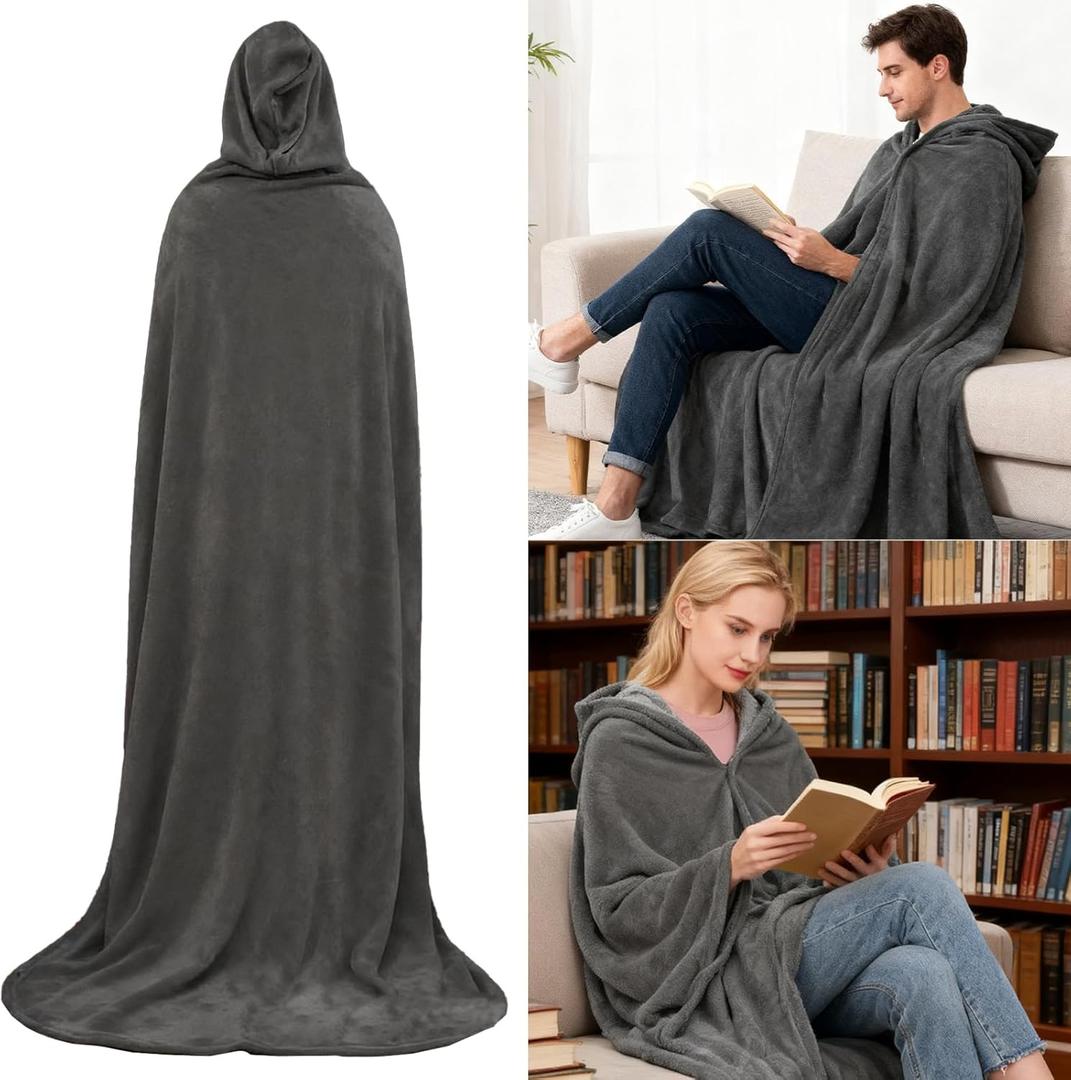 Wearable Blankets Hoodie for Women and Men Birthday Gifts for Women Men Fleece Hooded Blanket for Adult Large Grey Mom Dad Great Birthday Christmas Gifts Idea(70 * 62in)