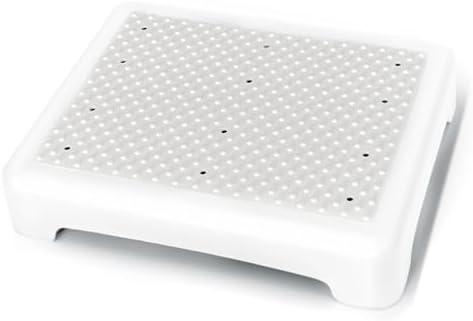 GWNF Bed Step for High Beds Adults - 3.35" Barefoot-Comfortable TPE Soft Pad Mobility Step Stool for Seniors & Post Surgery, 600lb Heavy Duty Anti-Flip Step for Car, SUV, RV & Bathroom (White-Grey)