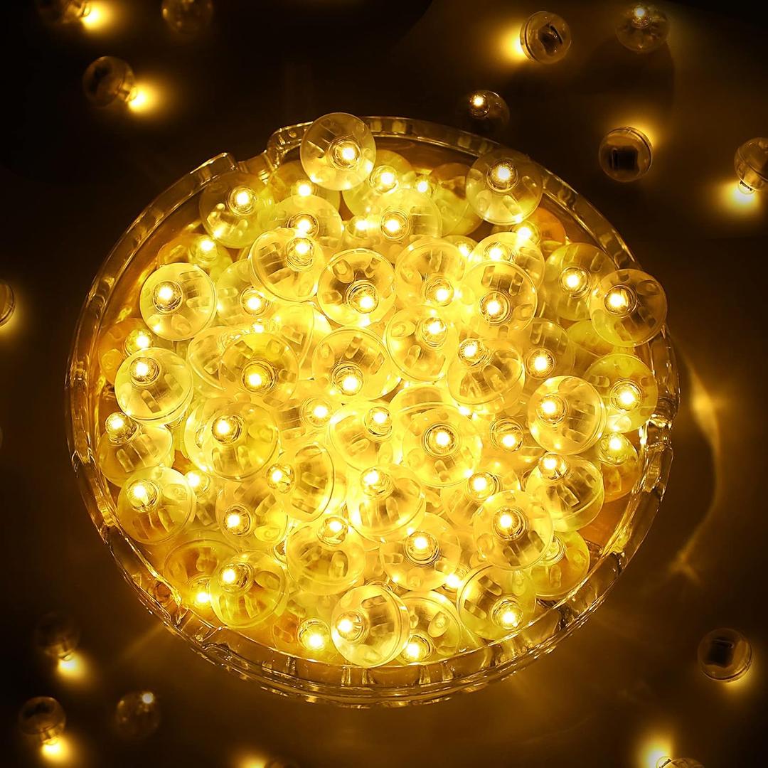 ZGWJ 50PCs Warm White Balloon Lights Mini, Battery Powered, Long Standby Time Waterproof Tiny Led Round Flash Light for Paper Lantern Balloon Party Easter Eggs Wedding Christmas Halloween Decorations