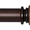 SIMEWIN Bronze Curtain Rods for Windows 66 to 120 Inches Adjustable Decorative 1 Inch Diameter Single Window Curtain Rod Set with Classic Finials, Bronze with Gold Finishing