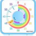 Secura 60-Minute Visual Timer, 7.5 Inch Magnetic Rainbow Countdown Timer for Classroom or Kitchen, Durable Mechanical Timer Clock with Magnetic Backing (Blue & Sun)