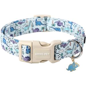 ARING PET Dinosaur Dog Collar-Cute Dog Collar for Small Dogs, Adjustable Dinosaur Print Pet Collars Puppy Collar for Small Medium Large Dogs