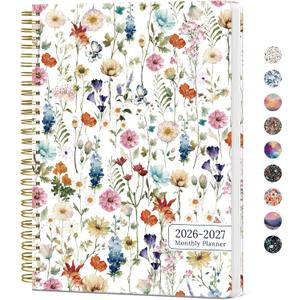 5 x Monthly Planner 2026-2027, Aesthetic 2 Year Months Planner Calendar, 24-Months from January 2026 - December 2027, 26-27 Monthly Calendar Planner, Perfect for School Office Home, 7" x 10" - Wildflowers