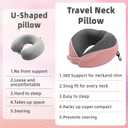 Neck Pillow Airplane - Premium Memory Foam Travel Pillow with Portable Storage Case, 360 Neck Support, Compact Lightweight for Long Flights, Office & Travel (Pink)