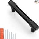 KNOBWELL 1 Pack Knurled Matte Black Solid 3 Inch（76mm） Hole Center Cabinet Handles Drawer Pulls for Kitchen Cabinet Pulls Cabinet Hardware,Aluminum Alloy Modern Cupboard Handles
