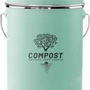 Kitchen Countertop Compost Bin, Odor Resistant Indoor Compost Bin with Lid and Charcoal Filter, Rust Resistant Coated Compost Bucket, Compost Container, Mint (Medium)