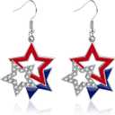 July 4th Independence Day Earrings American Flag Five-pointed Star Earrings Dangle Earrings for Women Independence Day Gifts
