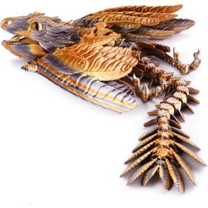Guwewu Feathered Wyvern Dragon, 3D Printed Dragon, Articulated Dragon, Fidget Dragon, 3D Printed Toys, Desktop Pet (Stormcrest)
