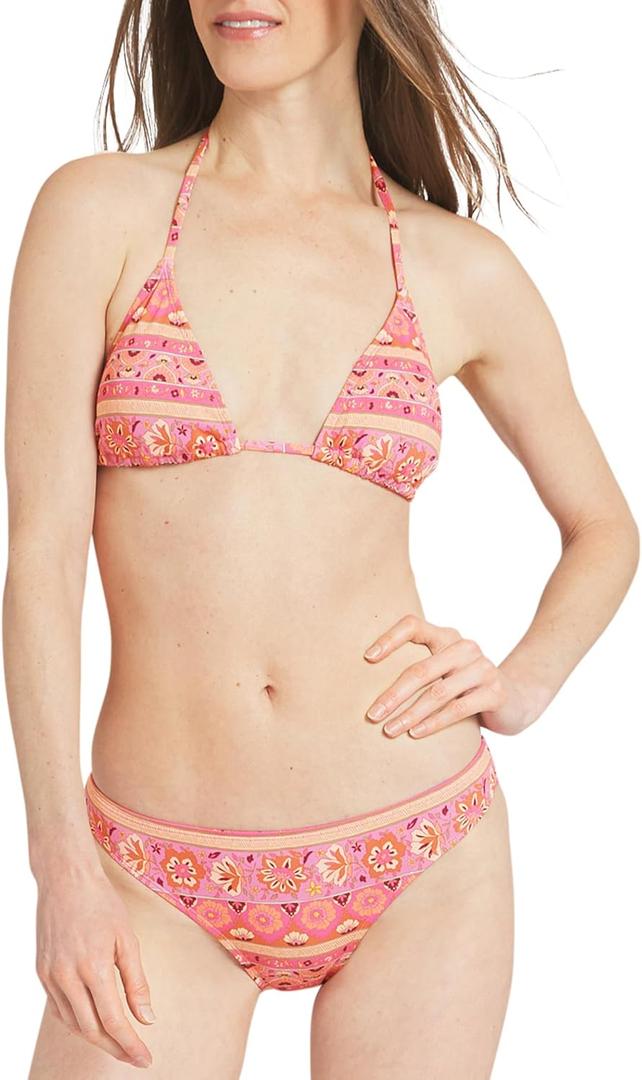 Billabong Women's Swimwear UPF 50 Adjustable Tie Triangle Bikini Set (Pink, M)