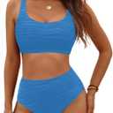 VIMPUNEC High Waisted Bikini Sets for Women Two Piece Tummy Control Swimsuits Sporty High Cut Bathing Suit (Medium, Royal Blue)