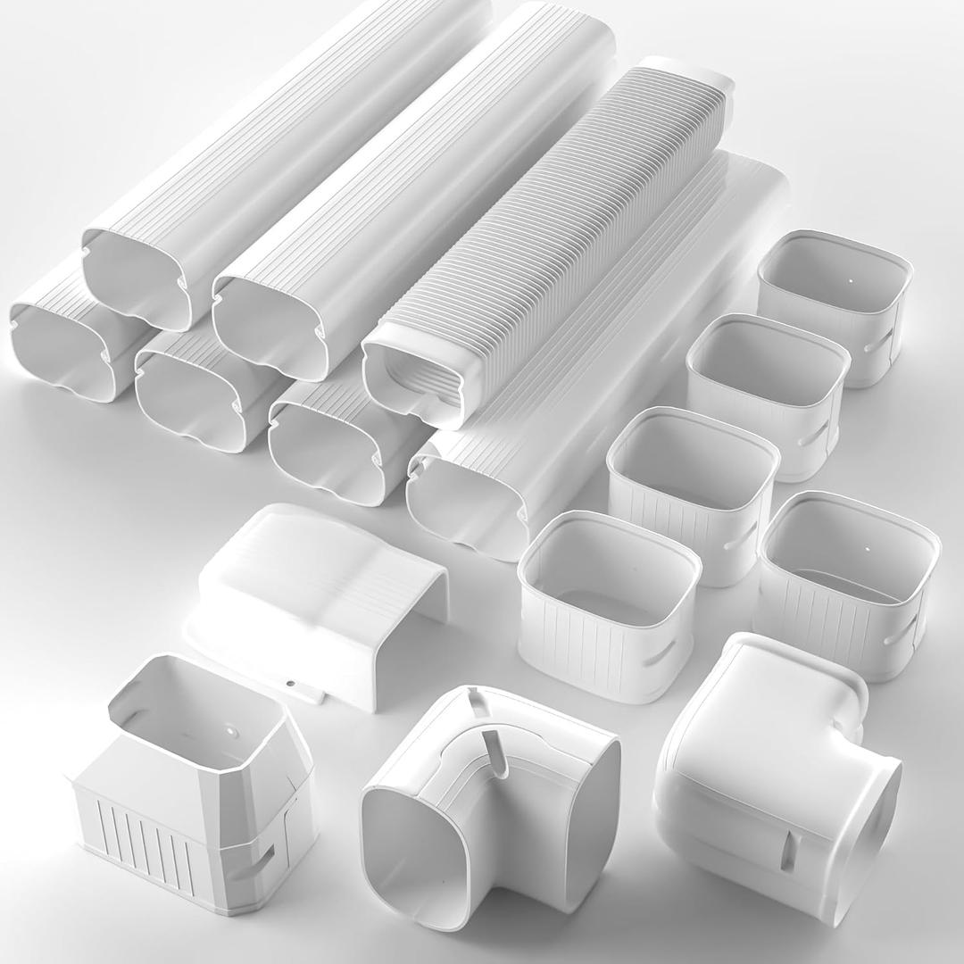 5'' 23.5Ft Mini Split Line Set Cover Kit for Minisplit Ductless Linset Air Conditioners and Heat Pumps, Central AC Decorative Upgraded UV-Proof Strong & Durability PVC Pipe