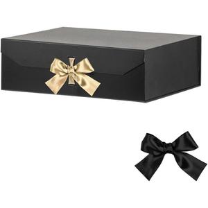 GoooodGift Black Extra Large Gift Box 16x14x5.3 Inches,Gift Box with Lid Magnetic Closure, Groomsman Proposal Box, Rectangle Collapsible Gift Boxes for Large Gifts (Matte Black), 1 count